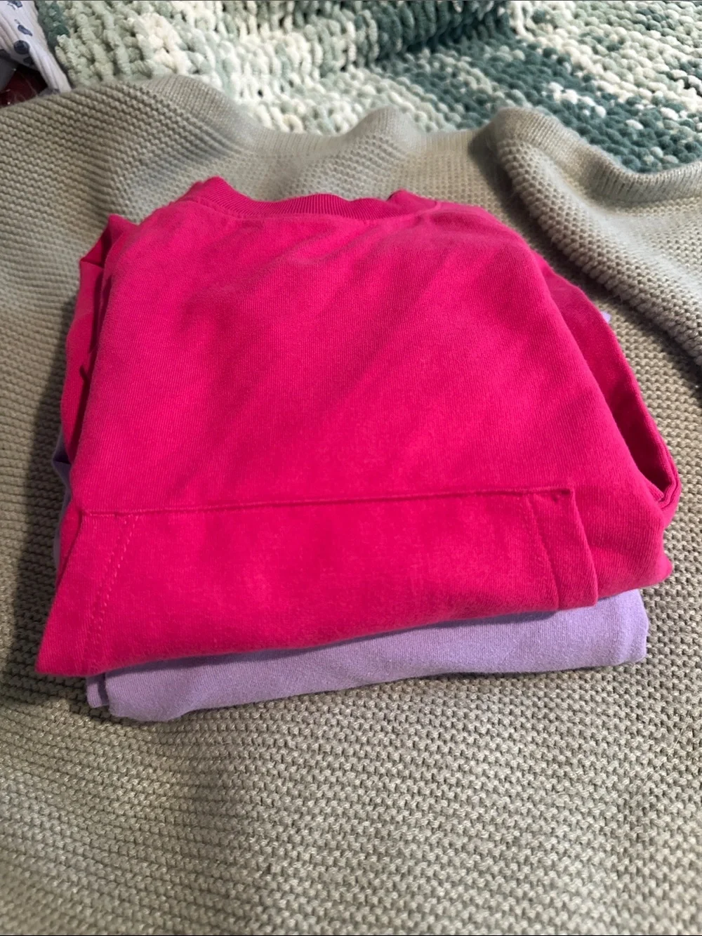 Kids Crewneck Sweatshirt Long Sleeve Button Onsies - Pink and Lavender